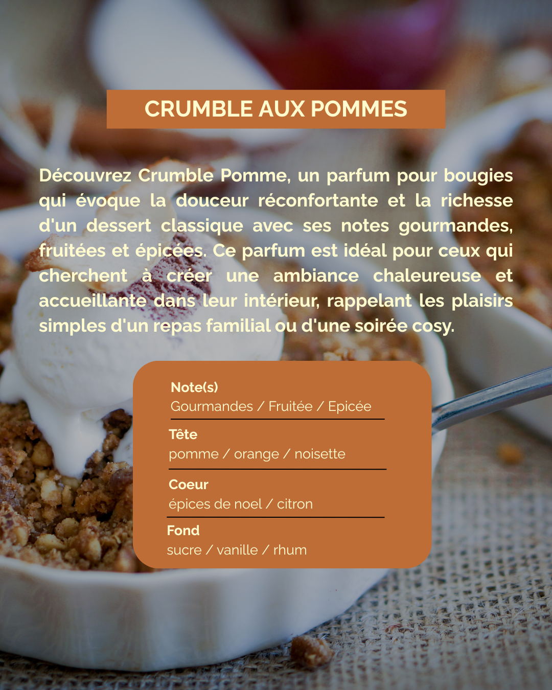 Fondants parfumés – Crumble aux pommes 🍏 (100g)